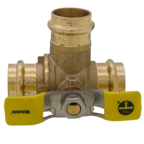 Main product image of 1" Press 3-Way DZR Brass T-Flow Ball Valve (Lead Free)