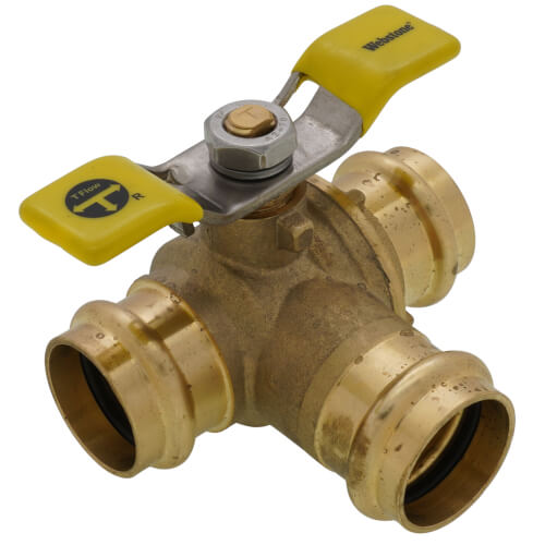 Main product image of 1" Press 3-Way DZR Brass T-Flow Ball Valve (Lead Free)