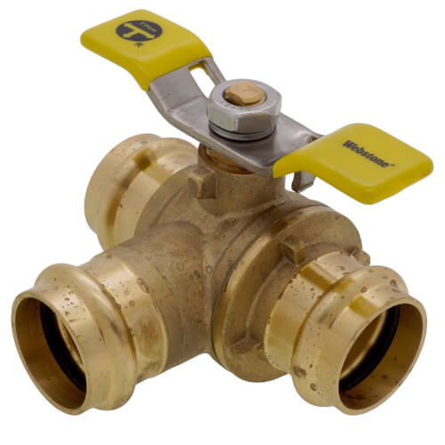 Main product image of 1" Press 3-Way DZR Brass T-Flow Ball Valve (Lead Free)