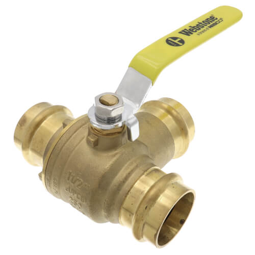 Main product image of 1-1/2" Press 3-Way DZR Brass T-Flow Ball Valve (Lead Free)
