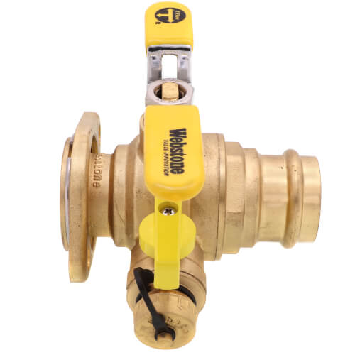 Main product image of 1-1/2" Press Full Port Brass Uni-Flange Isolator Flange w/ Multi-Function Drain & Rotating Flange (Lead Free)