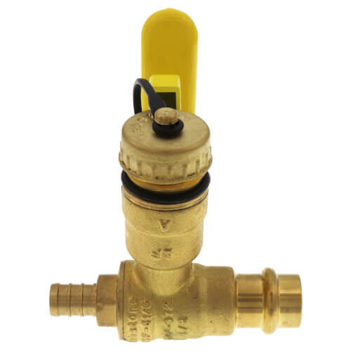 1/2" PEX Crimp x Press Full Port Brass Isolation Ball Valve w/ Pro-Pal Drain (Lead Free)
