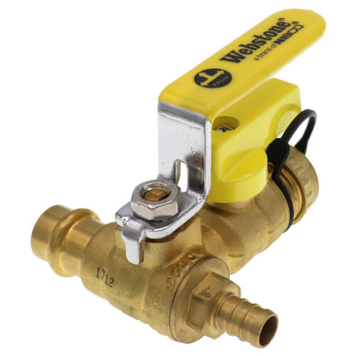 1/2" PEX Crimp x Press Full Port Brass Isolation Ball Valve w/ Pro-Pal Drain (Lead Free)
