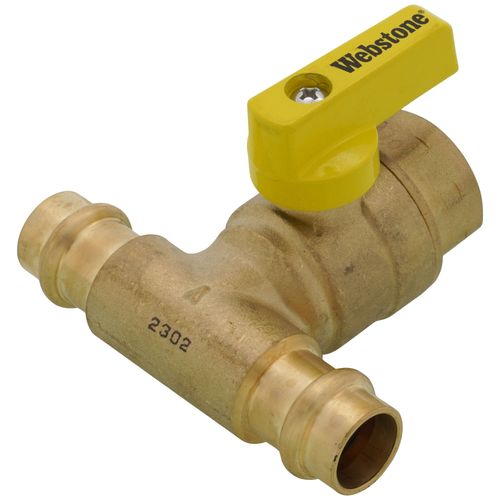Main product image of 3/4" FIP x 1/2" Press Run Pro-Pal T-Valve Full Port Forged DZR Brass Ball Valve w/ Integrated Tee Fitting, Adjustable Packing Gland & Reversible Handle (LF)