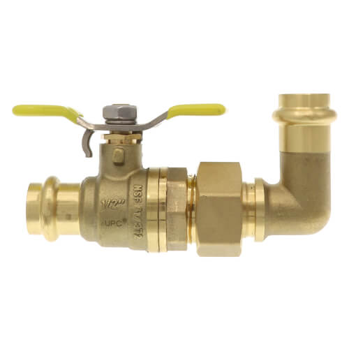 Main product image of 1/2" Press L-Union Full Port Ball Valve w/ 90-Degree Union Elbow (Lead Free)