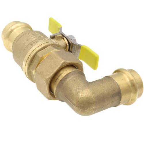 Main product image of 3/4" Press L-Union Full Port Ball Valve w/ 90-Degree Union Elbow (Lead Free)
