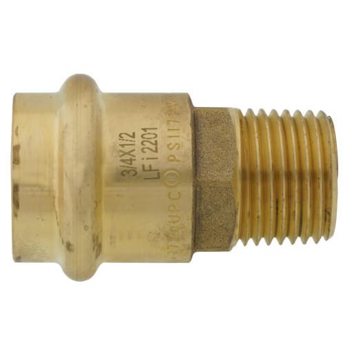 Main product image of 3/4" x Copper Press x 1/2" MIP DZR Brass Transition Adapter (Lead Free)