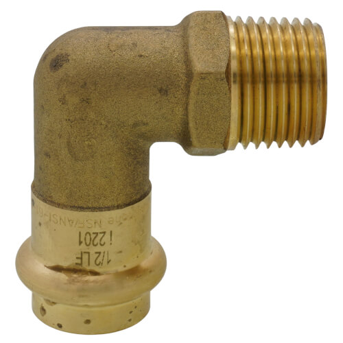 Main product image of 1/2" Copper Press x MIP Forged DZR Brass Transition Elbow (Lead Free)