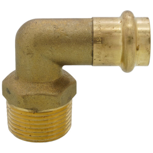 Main product image of 1/2" Copper Press x 3/4" MIP Forged DZR Brass Transition Elbow (Lead Free)