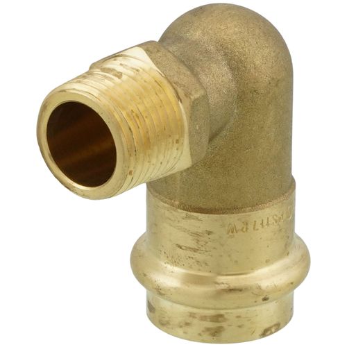 Main product image of 3/4" Copper Press x 1/2" MIP Forged DZR Brass Transition Elbow (Lead Free)