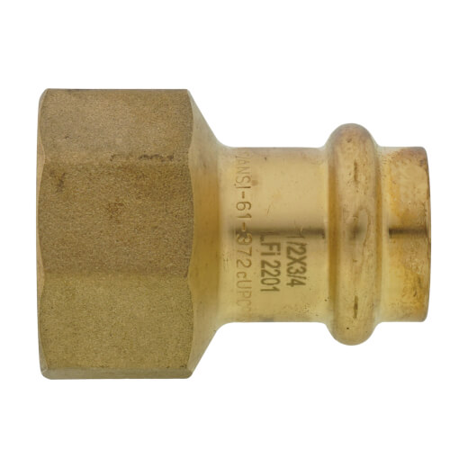 Main product image of 1/2" Copper Press x 3/4" FIP DZR Brass Transition Adapter (Lead Free)