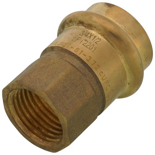 Main product image of 3/4" Copper Press x 1/2" FIP DZR Brass Transition Adapter (Lead Free)