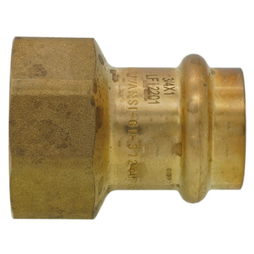Main product image of 3/4" Copper Press x 1" FIP DZR Brass Transition Adapter (Lead Free)