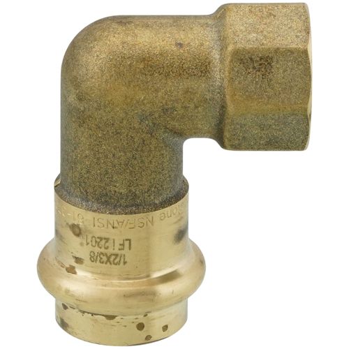 Main product image of 1/2" Copper Press x 3/8" FIP Forged DZR Brass Transition Elbow (Lead Free)
