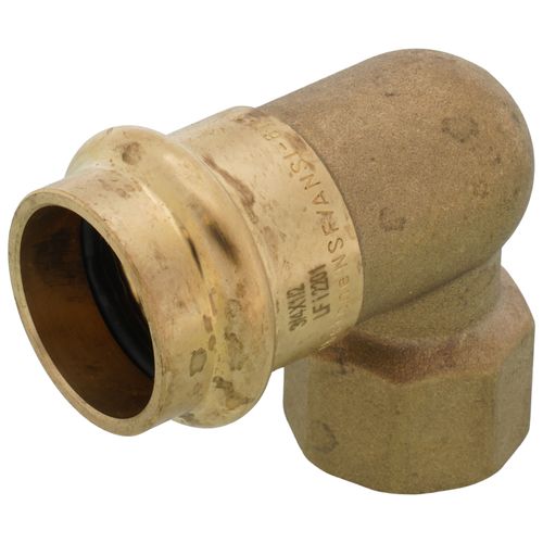 Main product image of 3/4" Copper Press x 1/2" FIP Forged DZR Brass Transition Elbow (Lead Free)