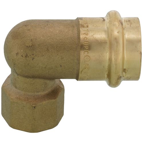 Main product image of 3/4" Copper Press x 1/2" FIP Forged DZR Brass Transition Elbow (Lead Free)