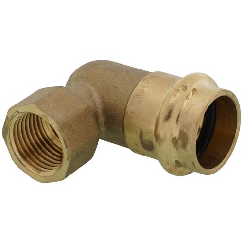 Main product image of 3/4" Copper Press x 1/2" FIP Forged DZR Brass Transition Elbow (Lead Free)