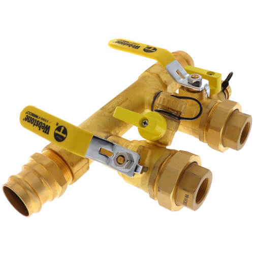 Main product image of 1-1/4" Press Run x 1" Hydro-Core Double Ball Drain Manifold Kit w/ (2) 3/4" IPS Unions