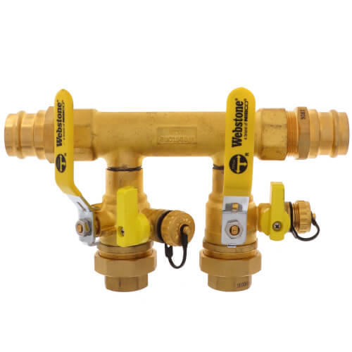 Main product image of 1-1/4" Press Run x 1" Hydro-Core Double Ball Drain Manifold Kit w/ (2) 3/4" IPS Unions