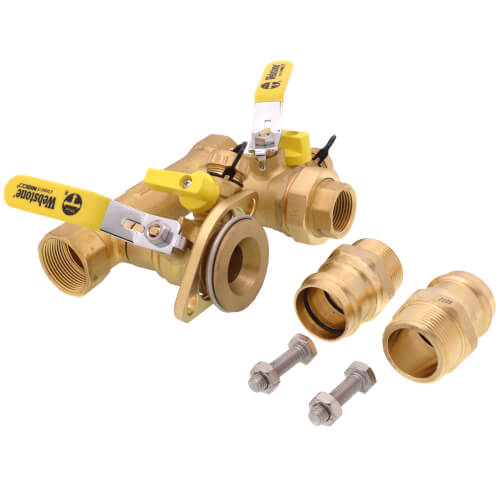 Main product image of 1-1/4" Press Run x 1" Hydro-Core Right Flange Manifold w/ (1) 1" IPS Union 