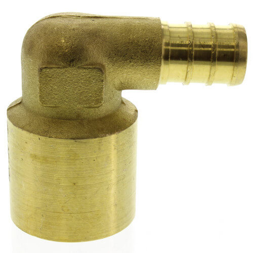 1/2" PEX x 3/4" Copper Pipe Brass Elbow (Lead Free)