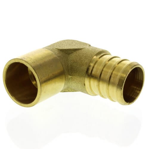 Main product image of 3/4" PEX x 1/2" Copper Pipe Brass Elbow (Lead Free)