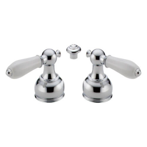 Main product image of Chrome Porcelain 2 Lever Handle Set for Traditional, Victorian, Classic, C-spout and Waterfall Series Faucets, H212