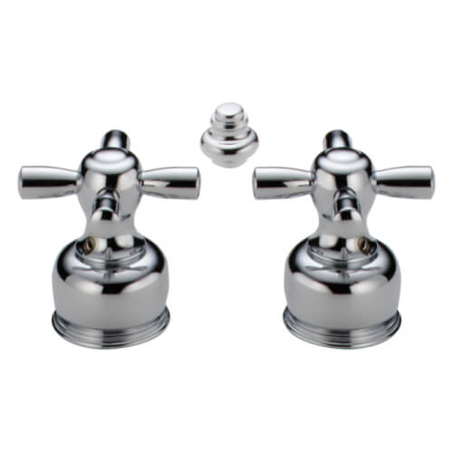 Main product image of Chrome Metal Cross Handle Set for Bar/Prep, Bidet, Lavatory, Kitchen Faucets (Pack of 2), H26