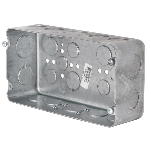 Main product image of 8-5/8" L x 4-1/2" W x 2-1/2" D 3-Gang Drawn Steel Box w/ 3/4" and 1" Knockouts