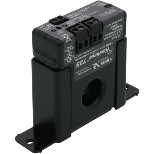 H735 Veris H735 Hawkeye Adjustable Solid Core Current Switch w/ 24 VAC/VDC SPST Relay, 1 135A