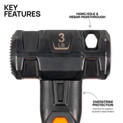 Main product image of 3lb Dual-Faced Fiberglass Hammer, 5" Long