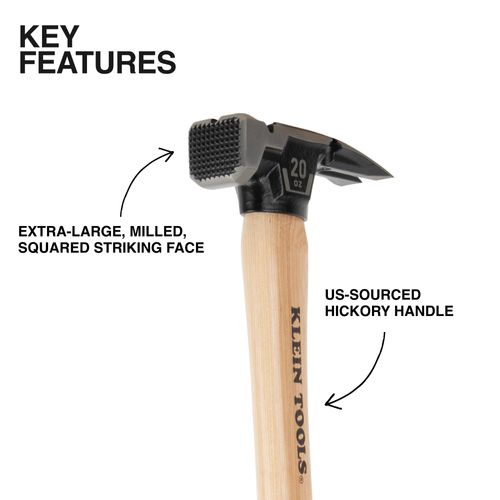 Main product image of 20 oz. Milled Face Hickory Handle Hammer