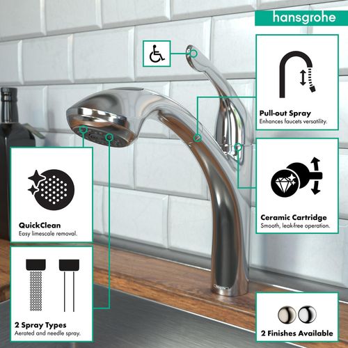 Main product image of Allegro E Kitchen Faucet, 2-Spray Pull-Out, 1.75 GPM (Chrome), 04076000