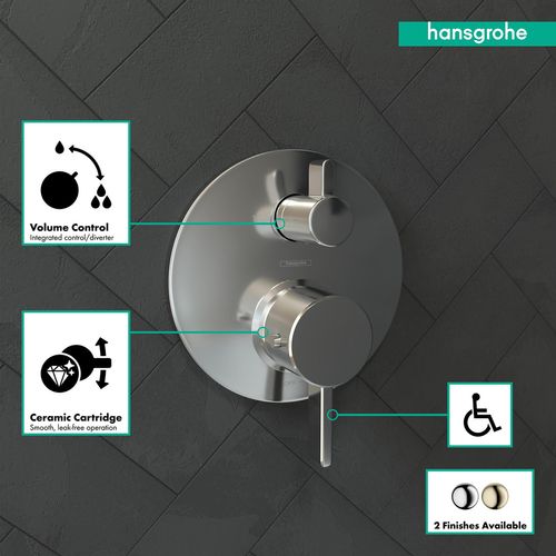 Main product image of Ecostat Thermostatic Trim S with Volume Control (Chrome), 04230000