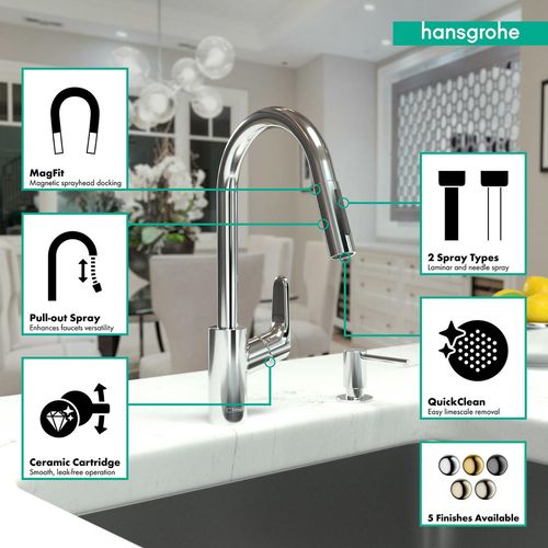 Main product image of Focus High Arc Kitchen Faucet, 2-Spray Pull-Down, 1.75 GPM (Chrome), 04505000