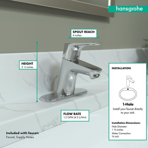 Main product image of Focus Single-Hole Bathroom Faucet 70, 1.2 GPM (Chrome), 04510000