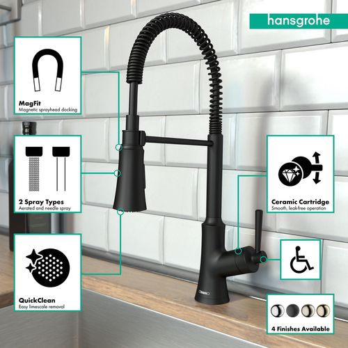Main product image of Joleena Semi-Pro Kitchen Faucet, 2-Spray, 1.75 GPM (Matte Black), 04792670