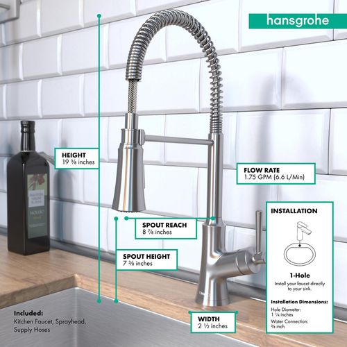 Main product image of Joleena Semi-Pro Kitchen Faucet, 2-Spray, 1.75 GPM (Stainless Steel Optic), 04792800