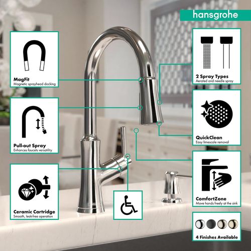 Main product image of Joleena High Arc Kitchen Faucet, 2-Spray Pull-Down, 1.75 GPM (Chrome), 04793000