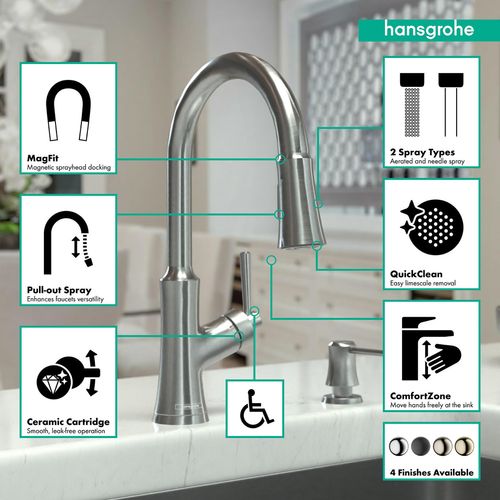 Main product image of Joleena High Arc Kitchen Faucet, 2-Spray Pull-Down, 1.75 GPM (Stainless Steel Optic), 04793800