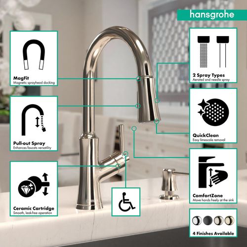 Main product image of Joleena High Arc Kitchen Faucet, 2-Spray Pull-Down, 1.75 GPM (Polished Nickel), 04793830