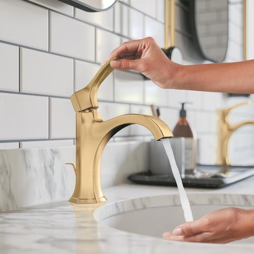 Main product image of Locarno Single-Hole Bathroom Faucet 110 with Pop-Up Drain, 1.2 GPM (Brushed Gold Optic), 04810250