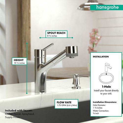 Main product image of Talis S Kitchen Faucet, 2-Spray Pull-Out, 1.75 GPM (Chrome), 06462000