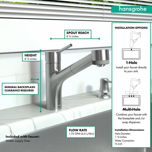 Main product image of Talis S Kitchen Faucet, 2-Spray Pull-Out, 1.75 GPM (Stainless Steel Optic), 06462860