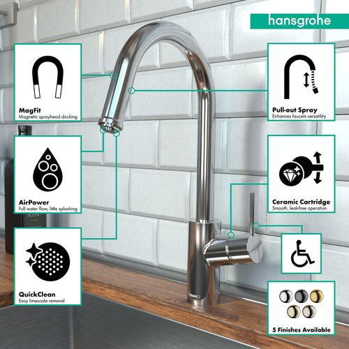 Main product image of Talis S2 High Arc Kitchen Faucet, 1-Spray Pull-Down, 1.75 GPM (Chrome), 14872001