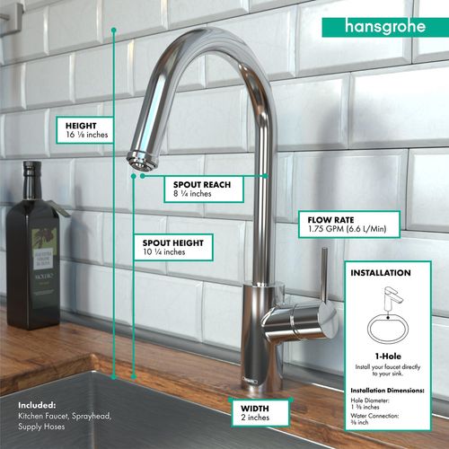 Main product image of Talis S2 High Arc Kitchen Faucet, 1-Spray Pull-Down, 1.75 GPM (Chrome), 14872001