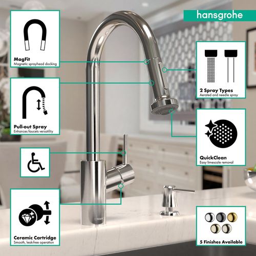 Main product image of Talis S2 High Arc Kitchen Faucet, 2-Spray Pull-Down, 1.75 GPM (Chrome), 14877001