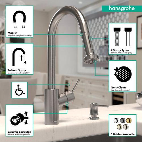 Main product image of Talis S2 High Arc Kitchen Faucet, 2-Spray Pull-Down, 1.75 GPM (Stainless Steel Optic), 14877801