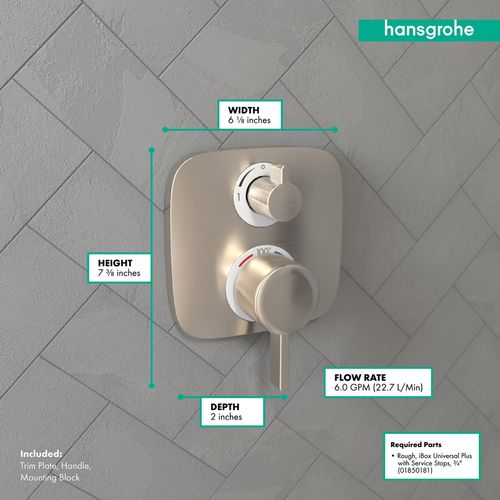 Main product image of Ecostat E Thermostatic Trim with Volume Control (Brushed Nickel), 15707821