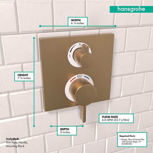Main product image of Ecostat Thermostatic Trim with Volume Control (Brushed Bronze), 15712141